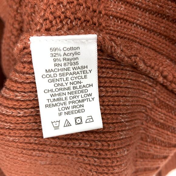 Logo By Lori Goldstein Womens Size XS Cotton Blend Cardigan Rust Brown - Picture 6 of 6
